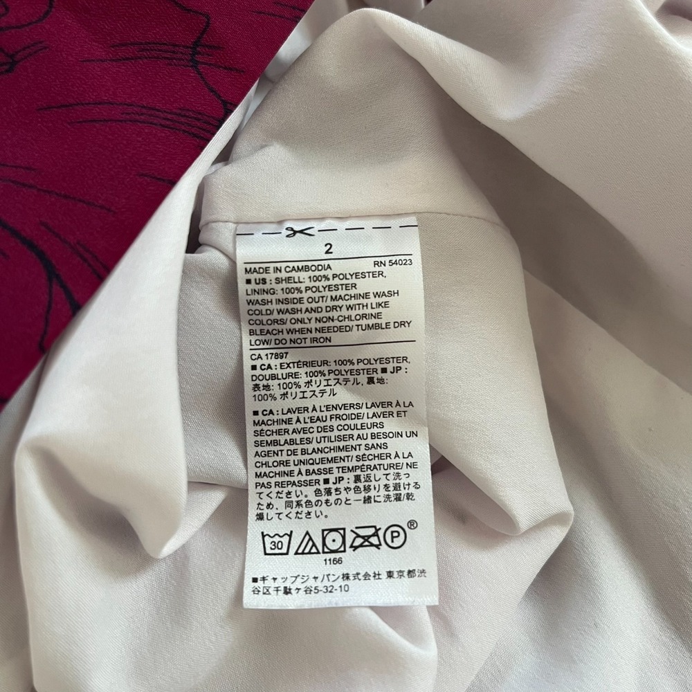 Banana Republic Dress Women's Size 2 Red Floral Print Back Zip Sleeveless - Picture 8 of 8